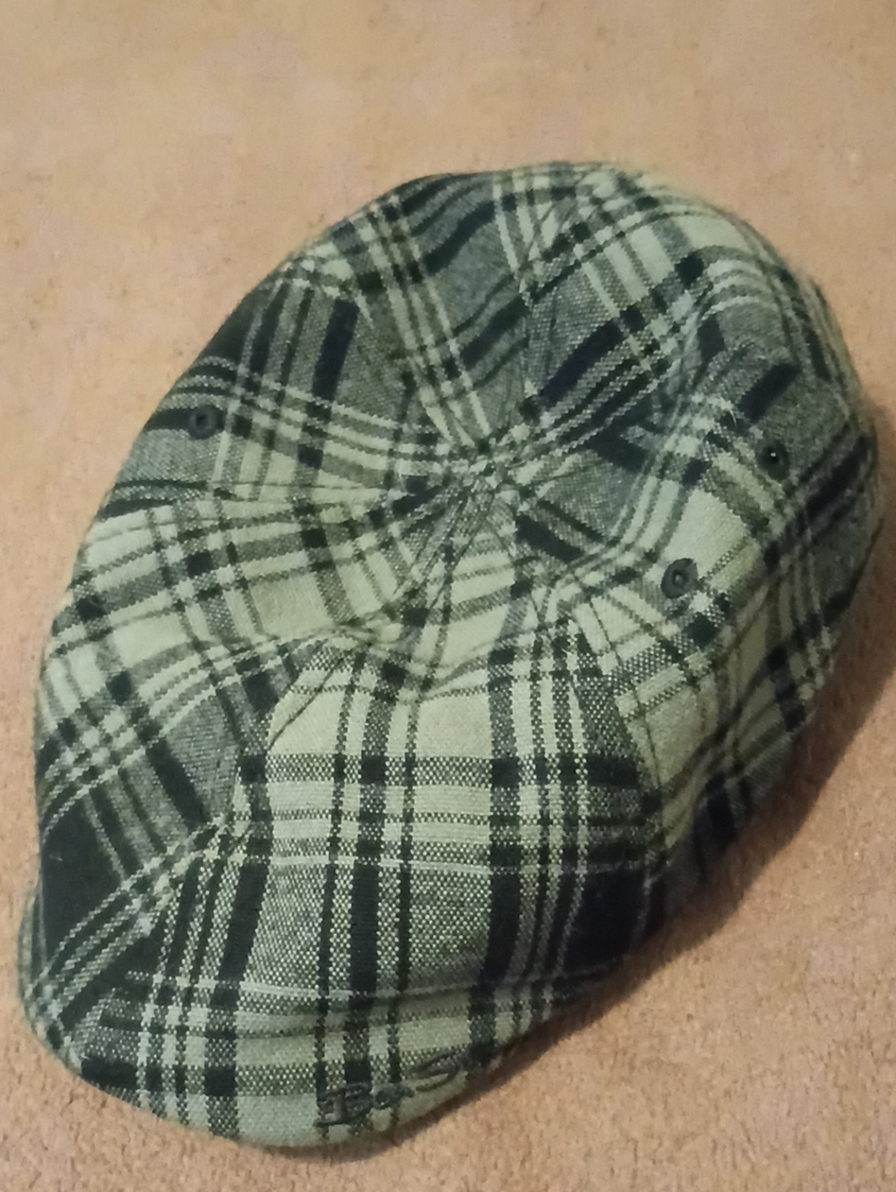 Ben Sherman Black and Gray Plaid Flat Cap
